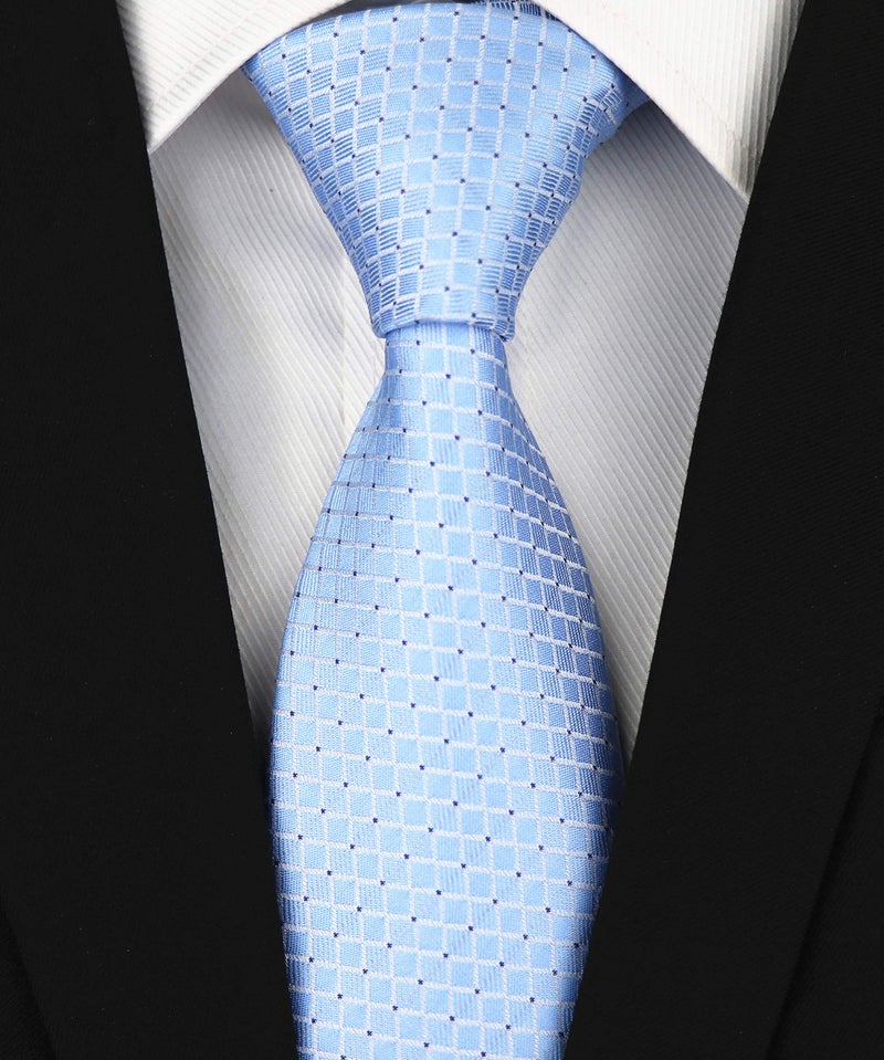Secdtie Men Sky Blue Necktie Vintage Silk Cravat Woven Leisure Designer Solid Color Ties - Image 2